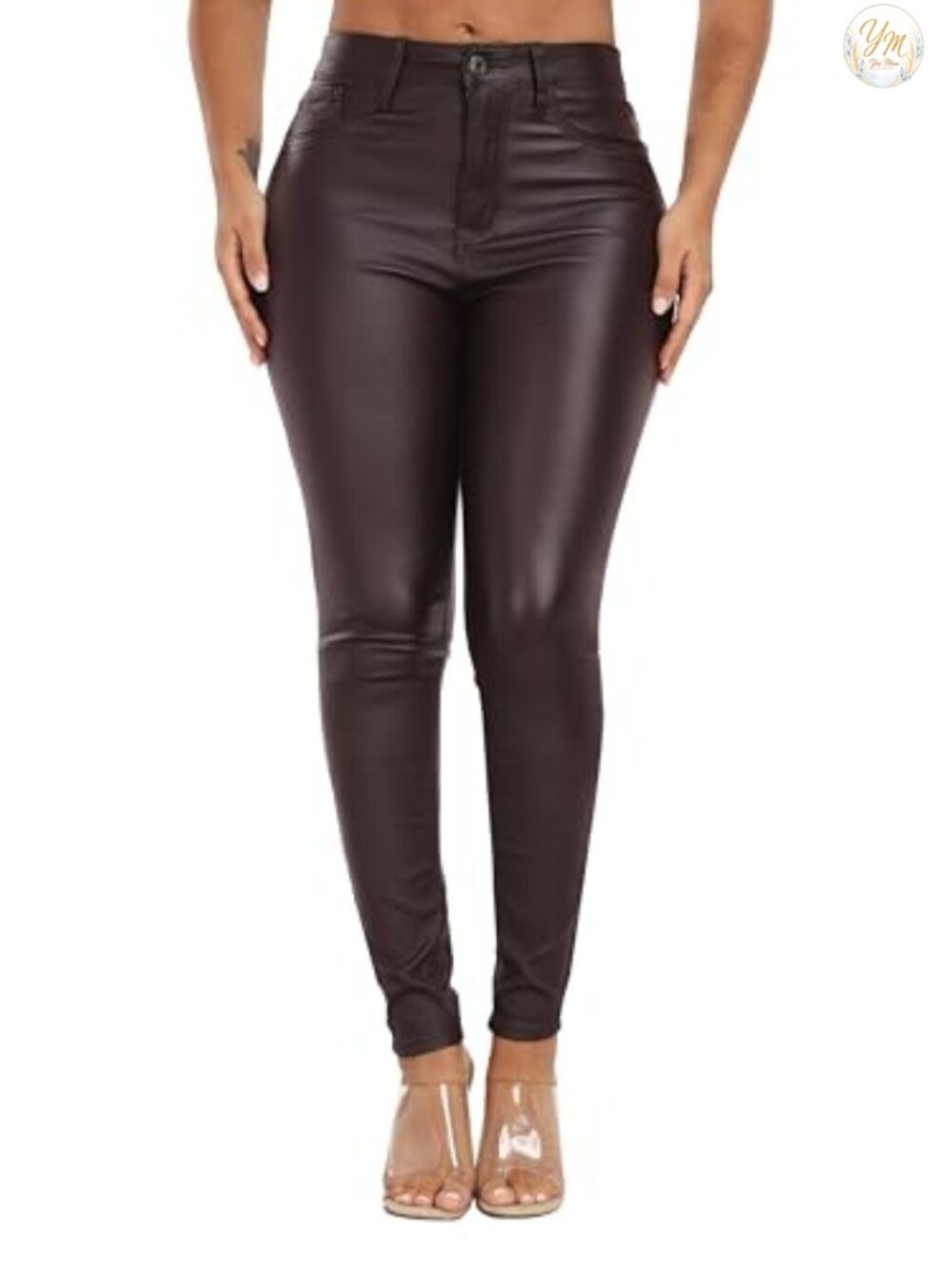 High Waisted Stretch Faux Leather Pants PU Coated Legging